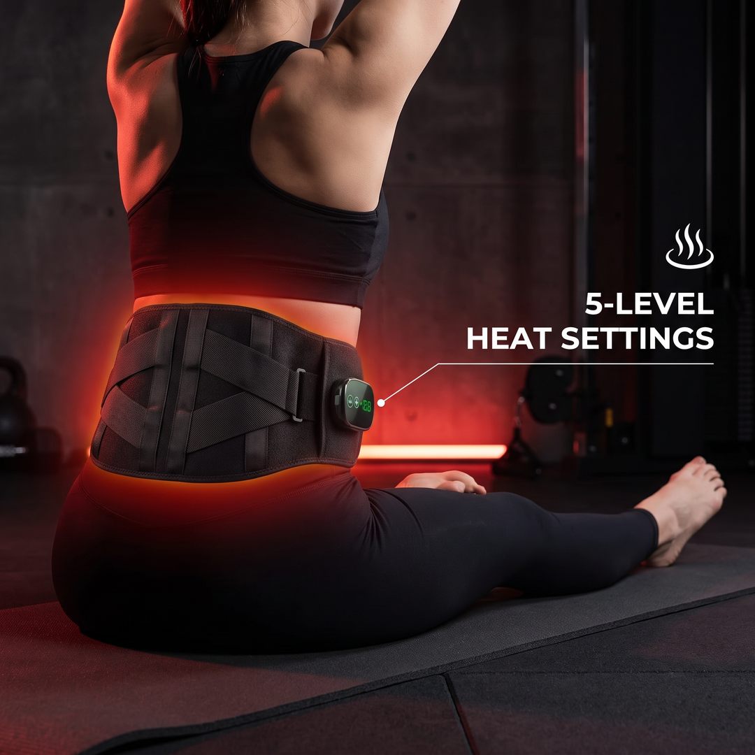Heated waist support belt 5-level heat settings feature