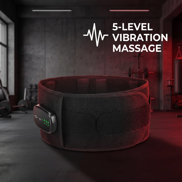 Heated waist support belt 5-level vibration massage feature