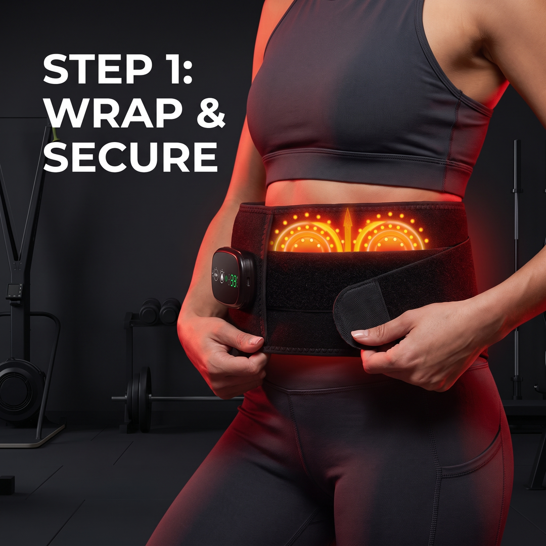 How to use heated waist support belt - step 1 wrap and secure