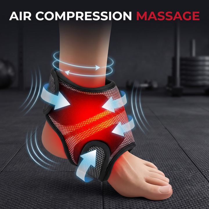 Electric Air Pressure Foot Massager Ankle Leg Compression Massager with Heat Vibration Blood Circulation Support USB Powered Recovery Device