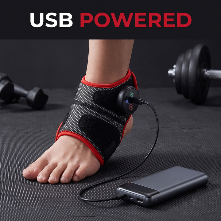 Electric Air Pressure Foot Massager Ankle Leg Compression Massager with Heat Vibration Blood Circulation Support USB Powered Recovery Device