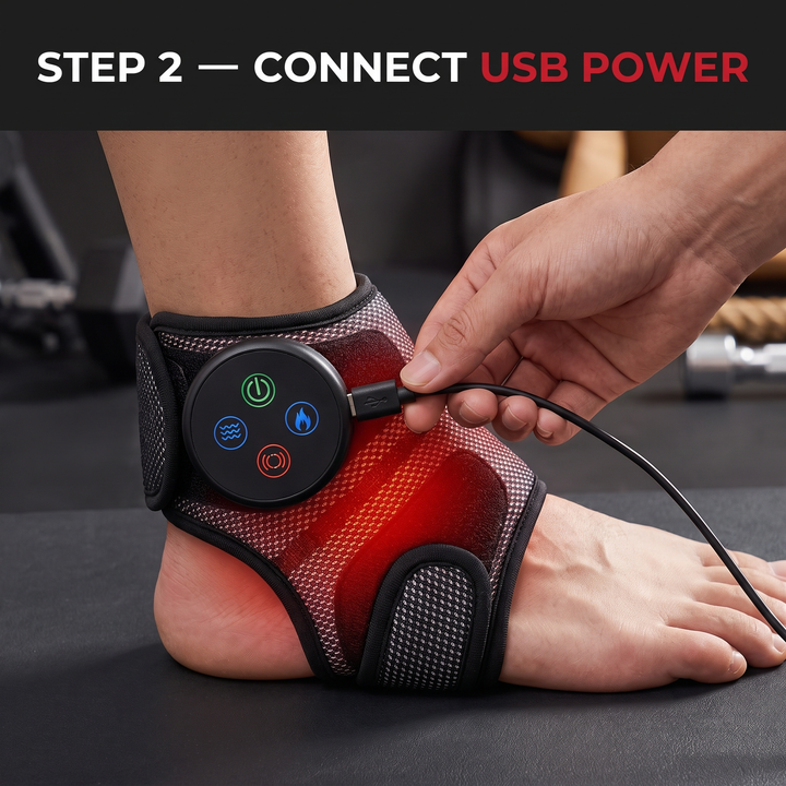 Electric Air Pressure Foot Massager Ankle Leg Compression Massager with Heat Vibration Blood Circulation Support USB Powered Recovery Device