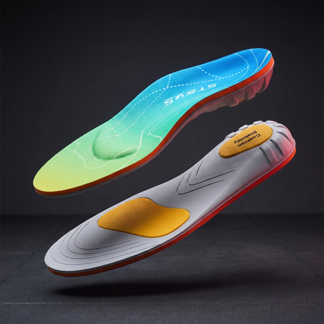 Orthopedic arch support shoe insoles pair with cushioned heel cup and contoured arch shape
