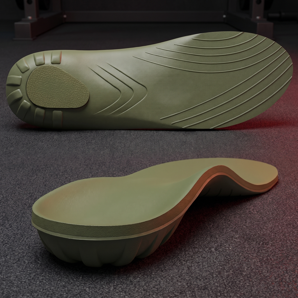 Green colorway orthopedic arch support insole with contoured arch structure