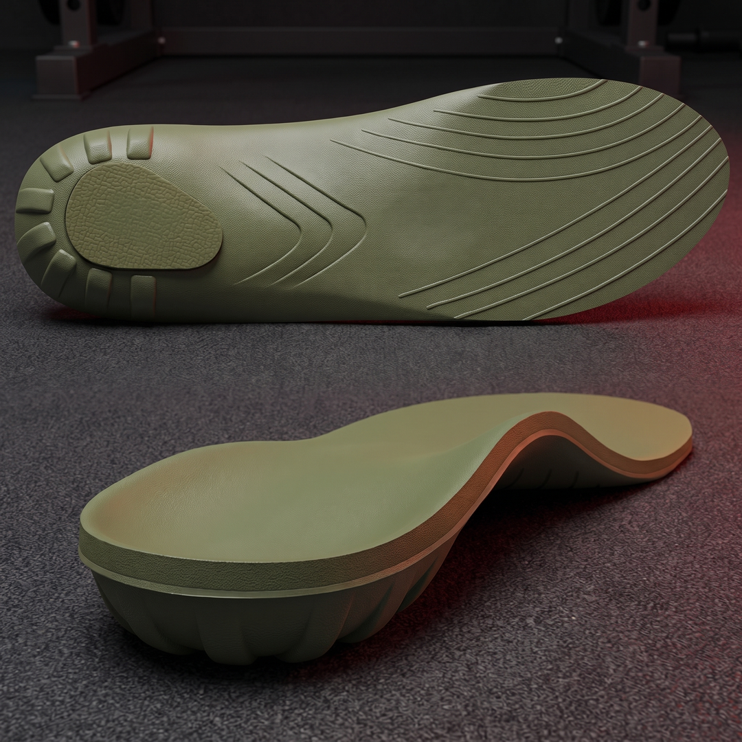 Green colorway orthopedic arch support insole with contoured arch structure