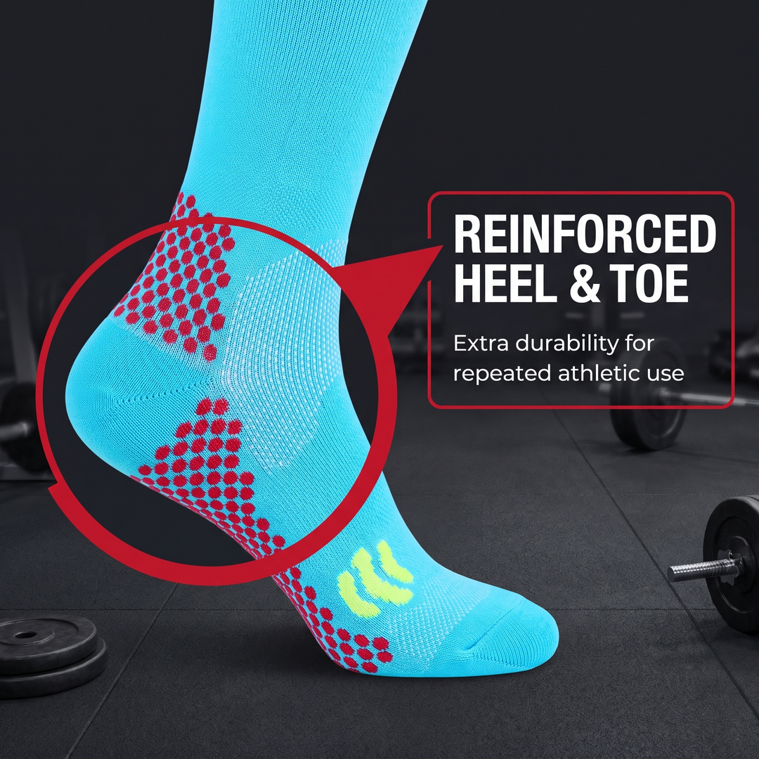 Reinforced heel and toe feature - PHYSIOATHLETX compression sports socks