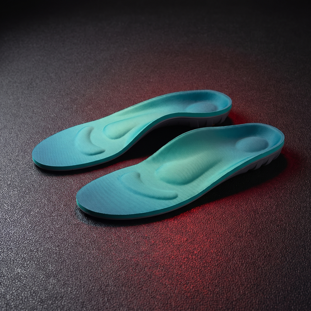 Green-blue colorway orthopedic arch support insole with contoured arch structure