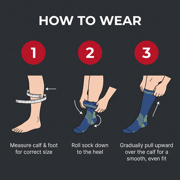 How to wear instructions - PHYSIOATHLETX compression sports socks