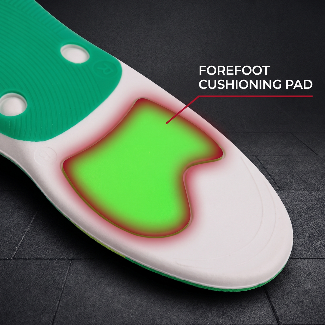 Forefoot cushioning pad close-up on orthopedic insole