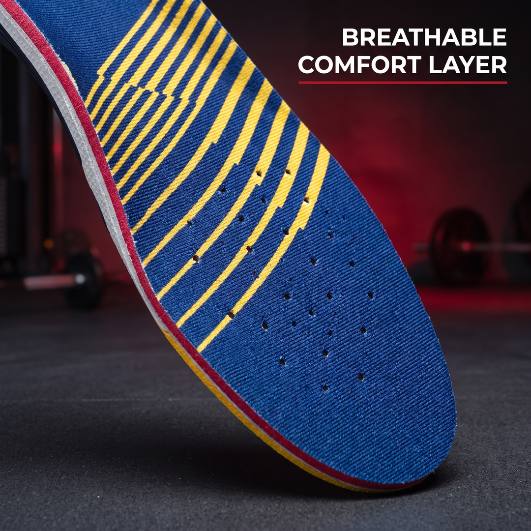 Breathable comfort top layer close-up on orthopedic insole