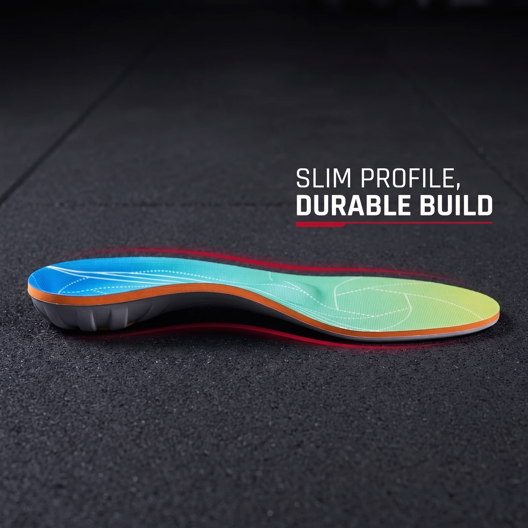 Slim low-profile durable construction of orthopedic insole