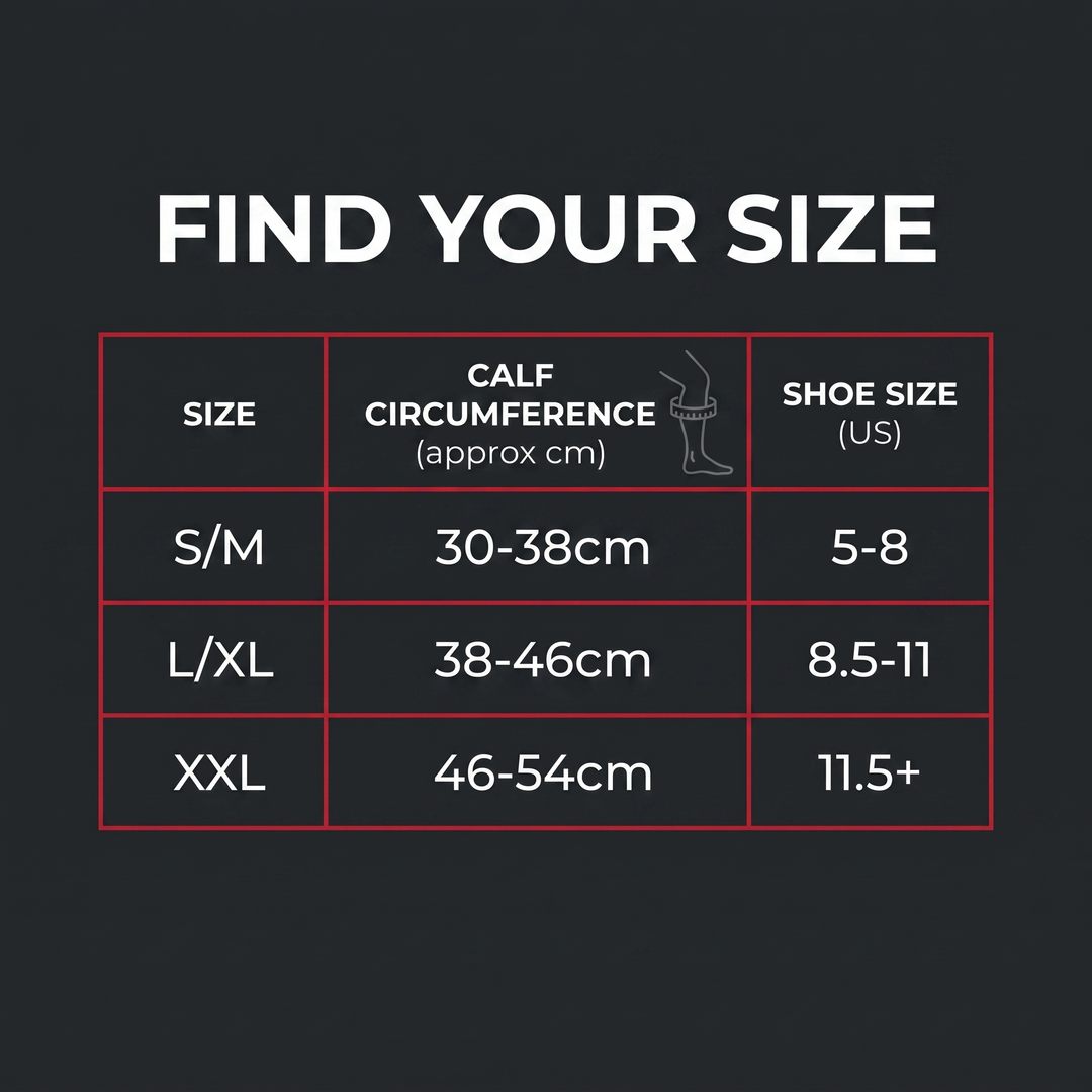 Size chart - PHYSIOATHLETX compression sports socks