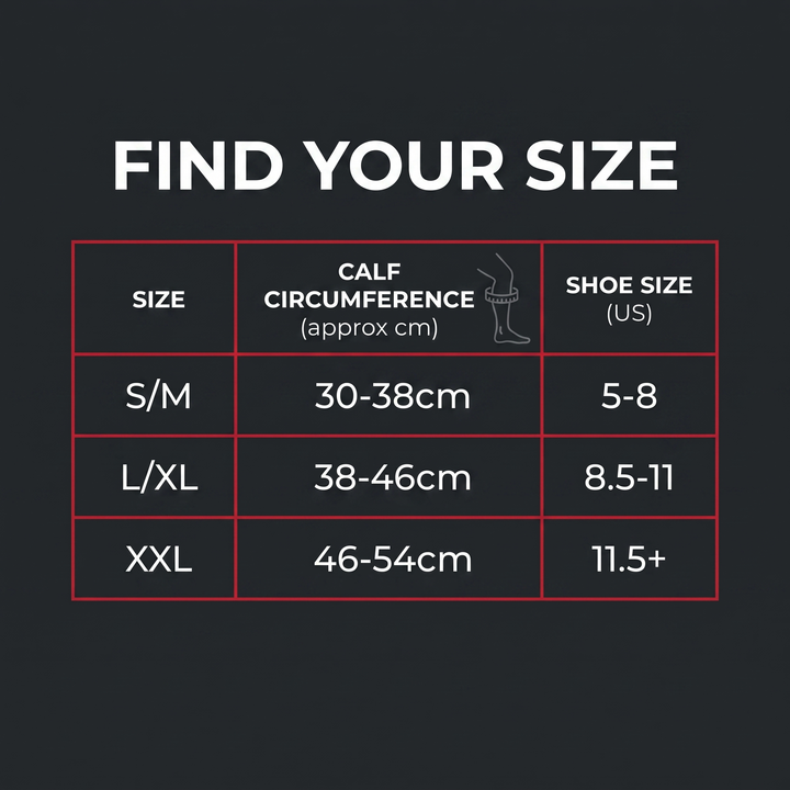Size chart - PHYSIOATHLETX compression sports socks