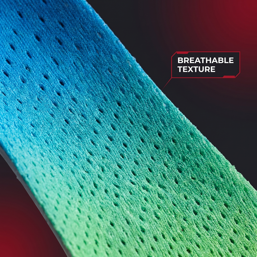 Breathable material texture close-up on orthopedic insole