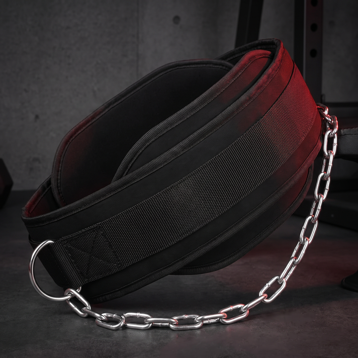 PHYSIOATHLETX Heavy-Duty Dip Belt with Chain - Three-Quarter Angle View