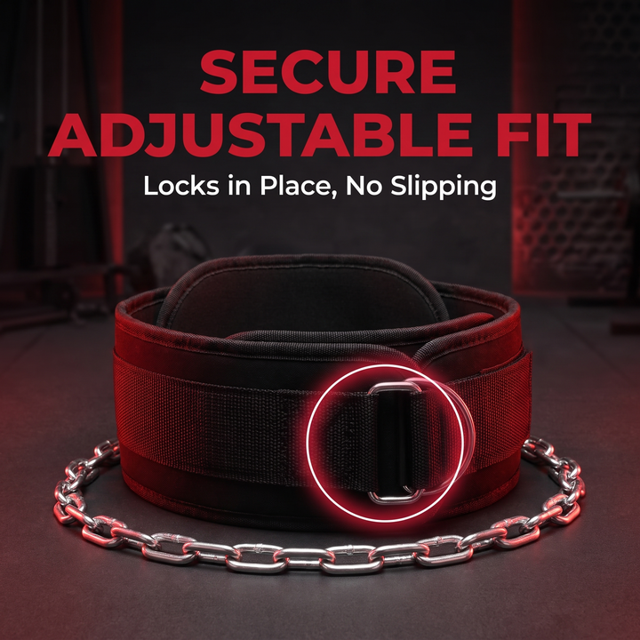 PHYSIOATHLETX Heavy-Duty Dip Belt with Chain - Secure Adjustable Fit Feature