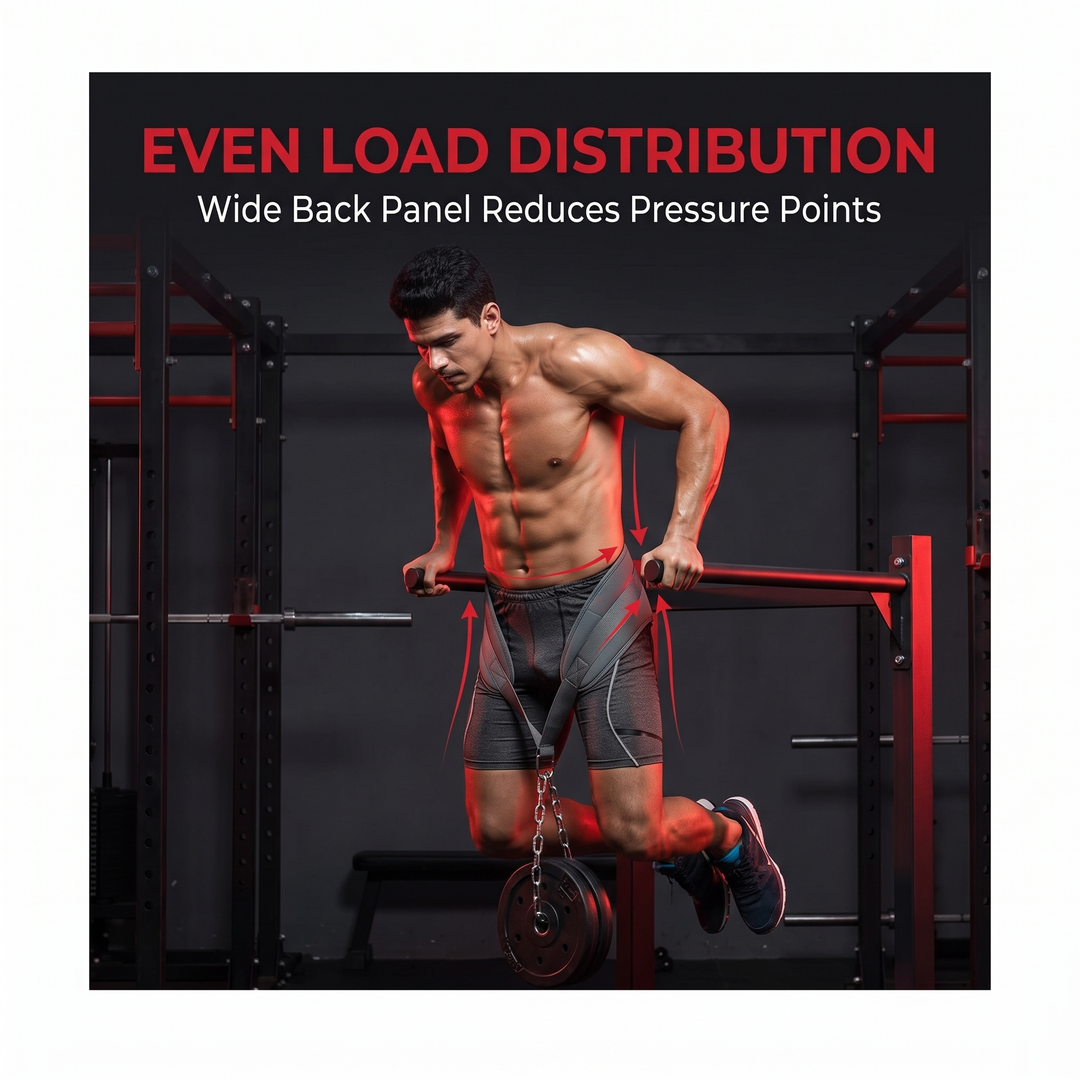 PHYSIOATHLETX Heavy-Duty Dip Belt with Chain - Even Load Distribution Feature
