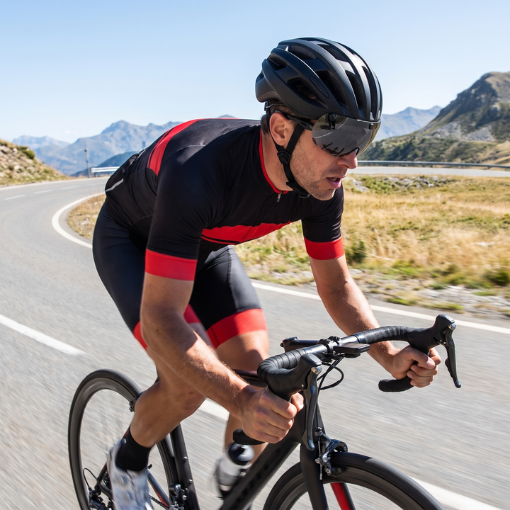 Cyclist Wearing PHYSIOATHLETX Helmet Road Cycling Lifestyle