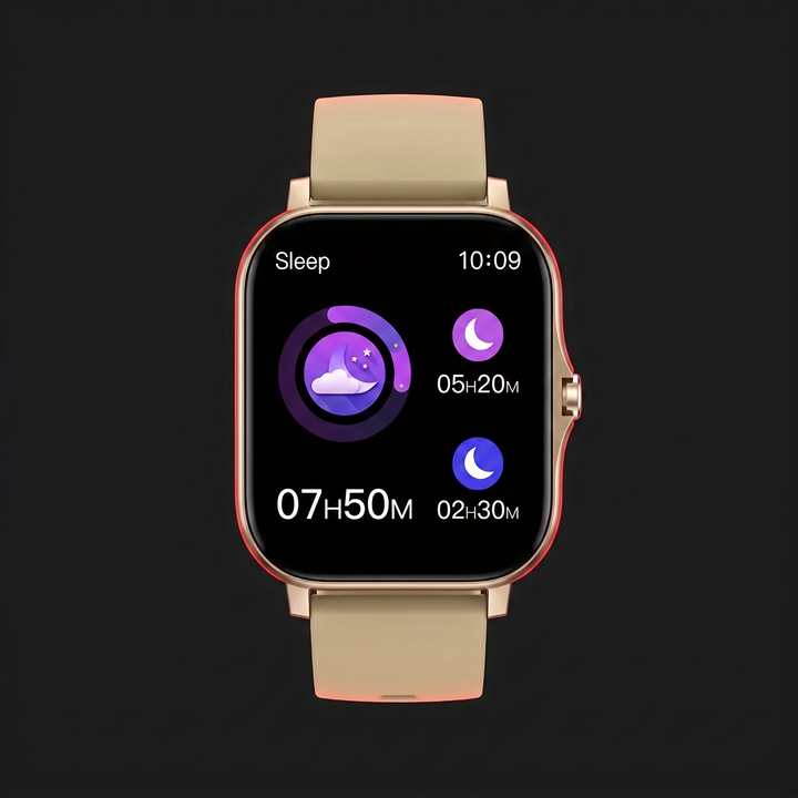 Fitness smartwatch in golden khaki color
