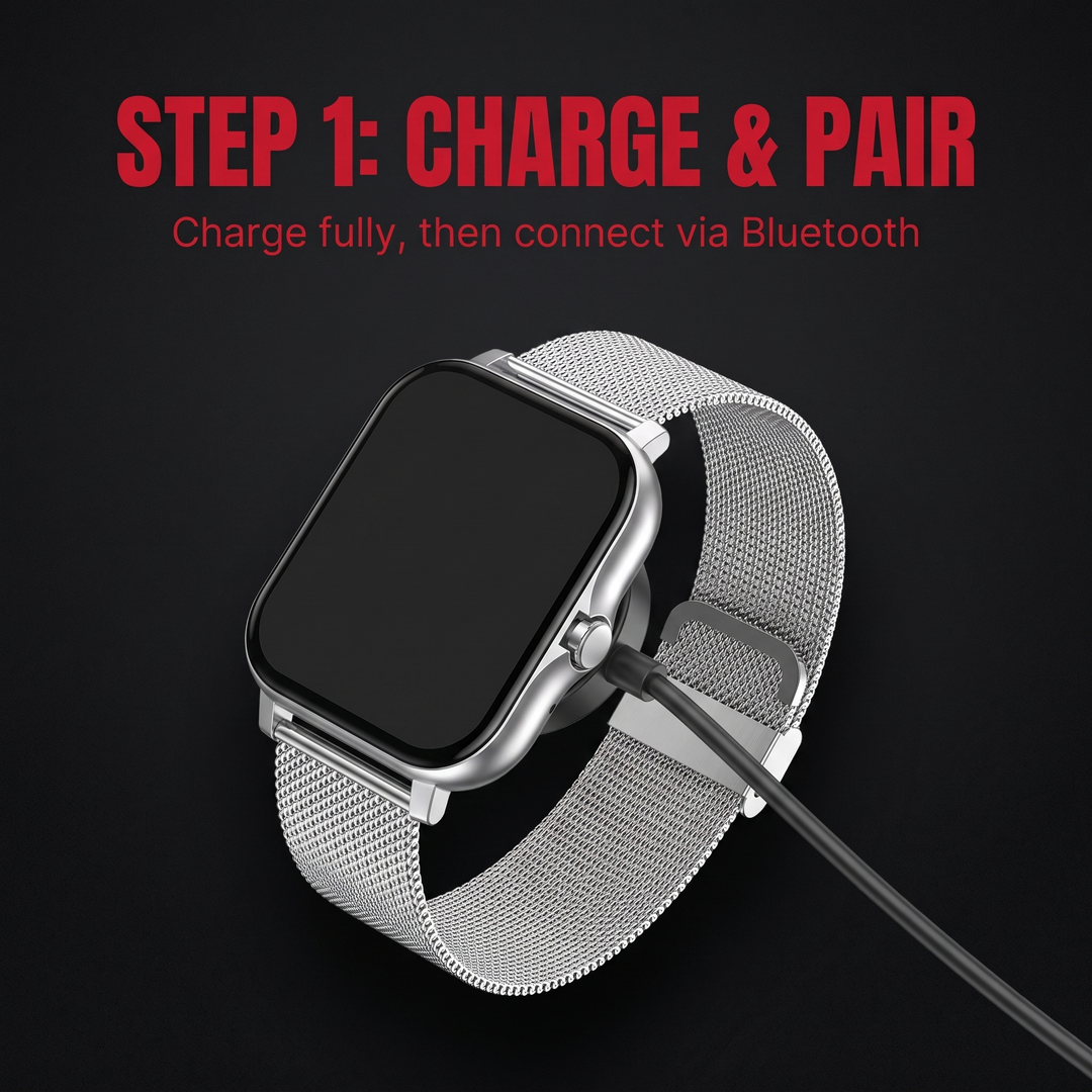 Step 1 - charge and pair the smartwatch via Bluetooth