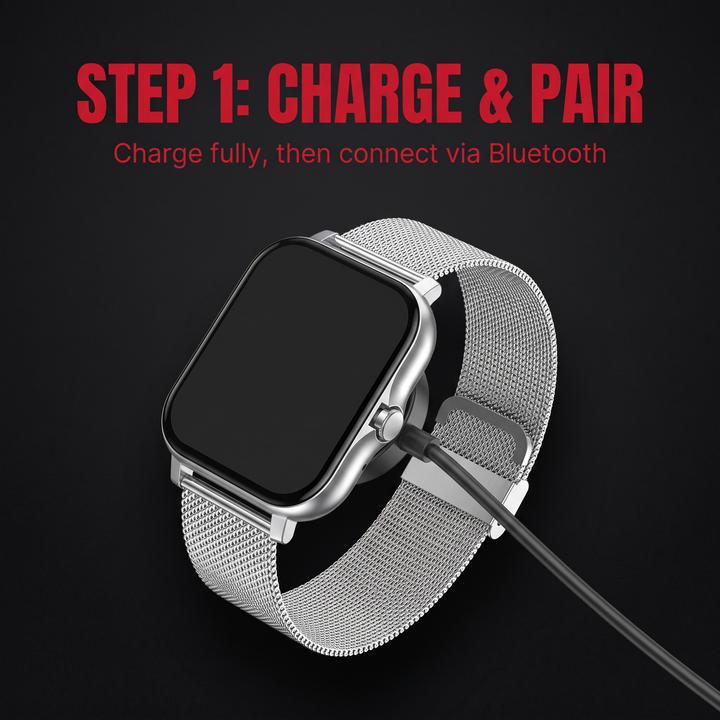 Step 1 - charge and pair the smartwatch via Bluetooth
