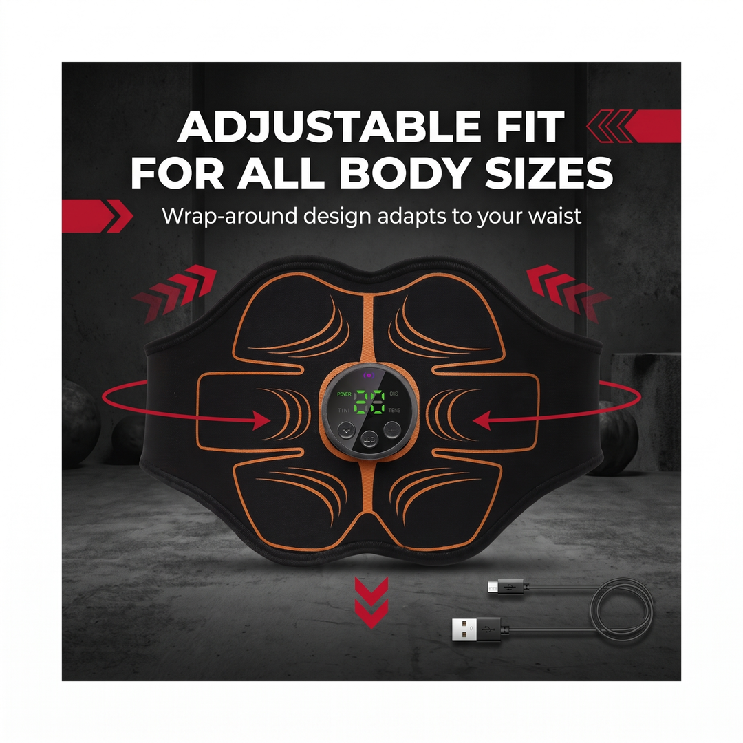 Professional ABS Trainer Belt EMS Muscle Stimulator Abdominal Toning Belt Electronic Muscle Toner Home Gym Fitness Workout Recovery Device