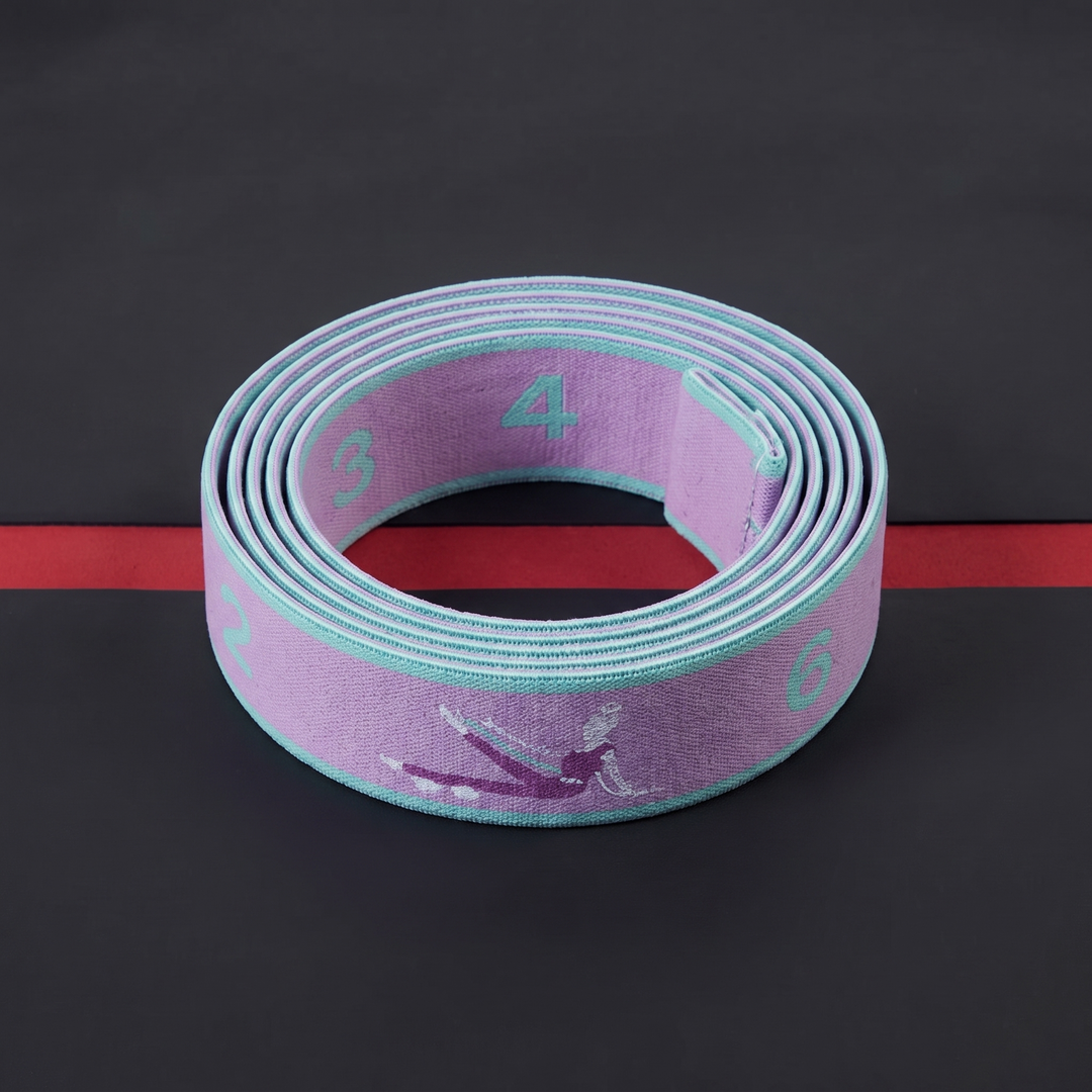 Professional Yoga Stretching Belt Elastic Resistance Band Pilates Strap Flexibility Training Home Gym Fitness Stretch Loop Band for Dance Mobility Exercise