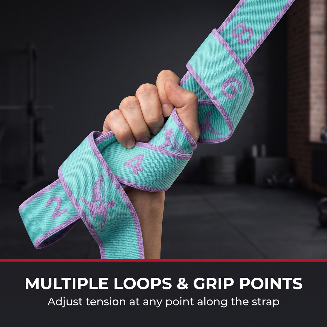 Professional Yoga Stretching Belt Elastic Resistance Band Pilates Strap Flexibility Training Home Gym Fitness Stretch Loop Band for Dance Mobility Exercise