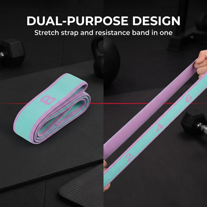 Professional Yoga Stretching Belt Elastic Resistance Band Pilates Strap Flexibility Training Home Gym Fitness Stretch Loop Band for Dance Mobility Exercise