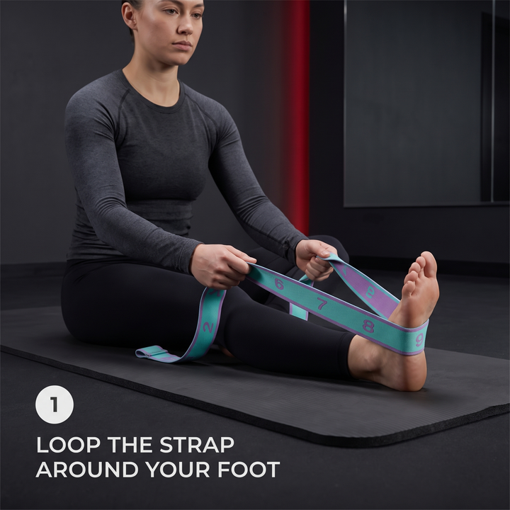 Professional Yoga Stretching Belt Elastic Resistance Band Pilates Strap Flexibility Training Home Gym Fitness Stretch Loop Band for Dance Mobility Exercise