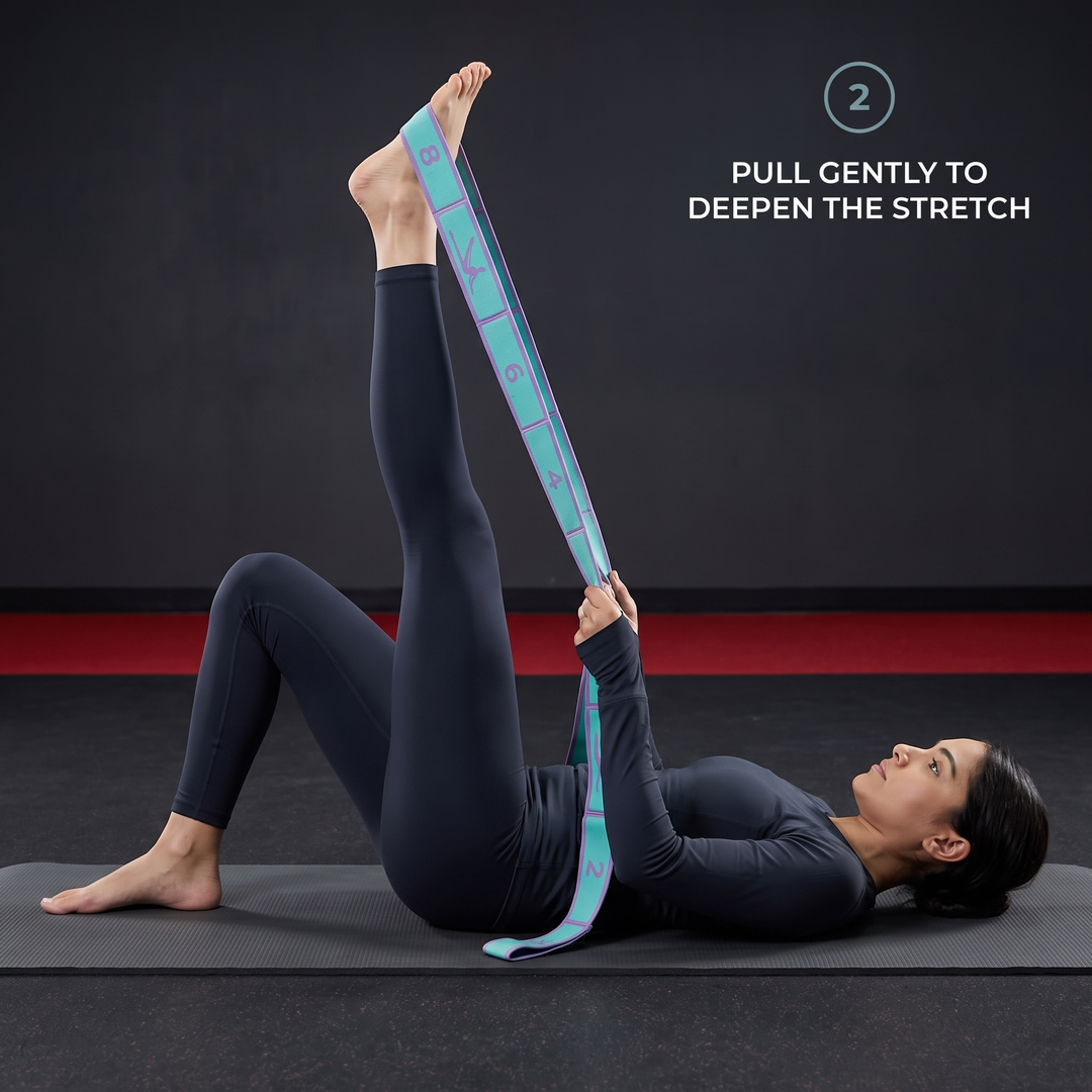 Professional Yoga Stretching Belt Elastic Resistance Band Pilates Strap Flexibility Training Home Gym Fitness Stretch Loop Band for Dance Mobility Exercise