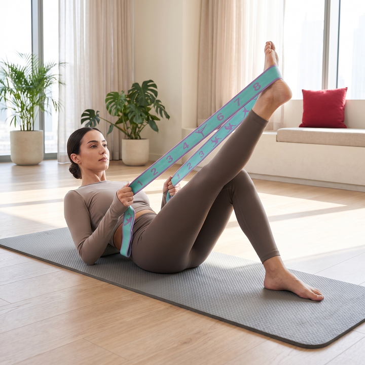 Professional Yoga Stretching Belt Elastic Resistance Band Pilates Strap Flexibility Training Home Gym Fitness Stretch Loop Band for Dance Mobility Exercise