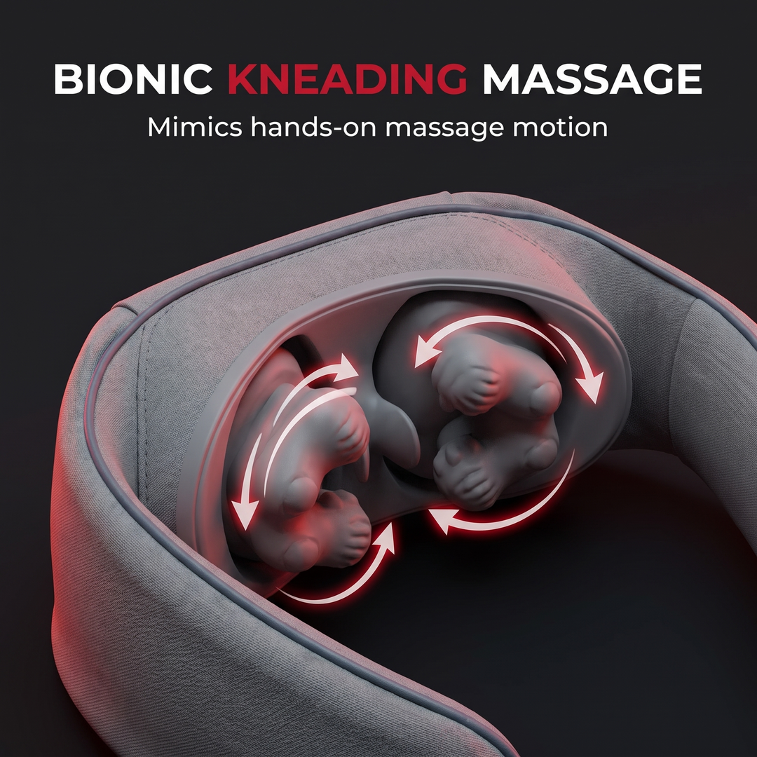 Cordless Neck Massager with Heat Bionic Kneading Shoulder Back Massager Wireless Rechargeable Deep Tissue Massage Device for Muscle Relief Home Office Use