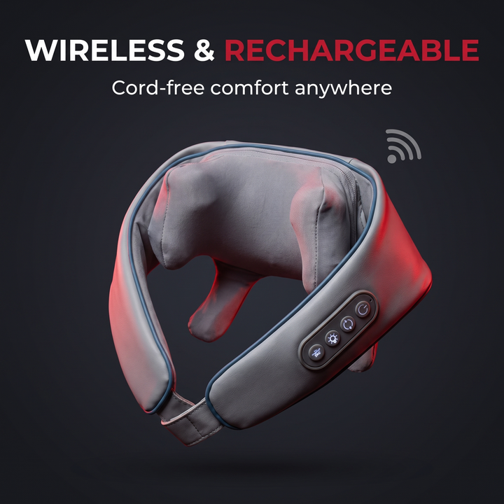 Cordless Neck Massager with Heat Bionic Kneading Shoulder Back Massager Wireless Rechargeable Deep Tissue Massage Device for Muscle Relief Home Office Use