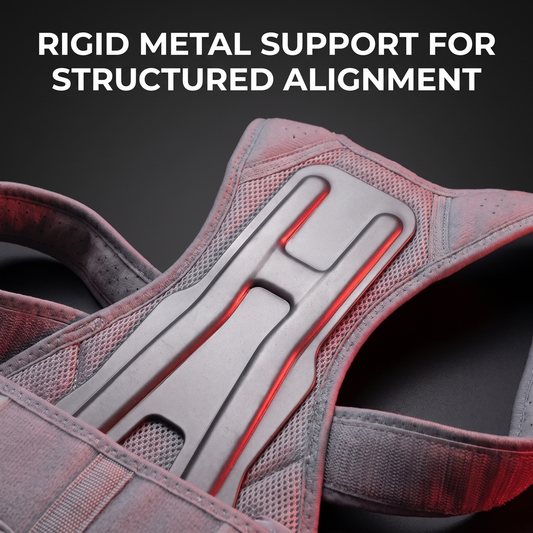 Posture corrector rigid metal support structure close-up