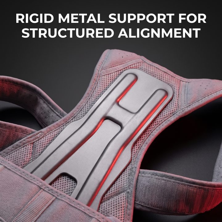 Posture corrector rigid metal support structure close-up