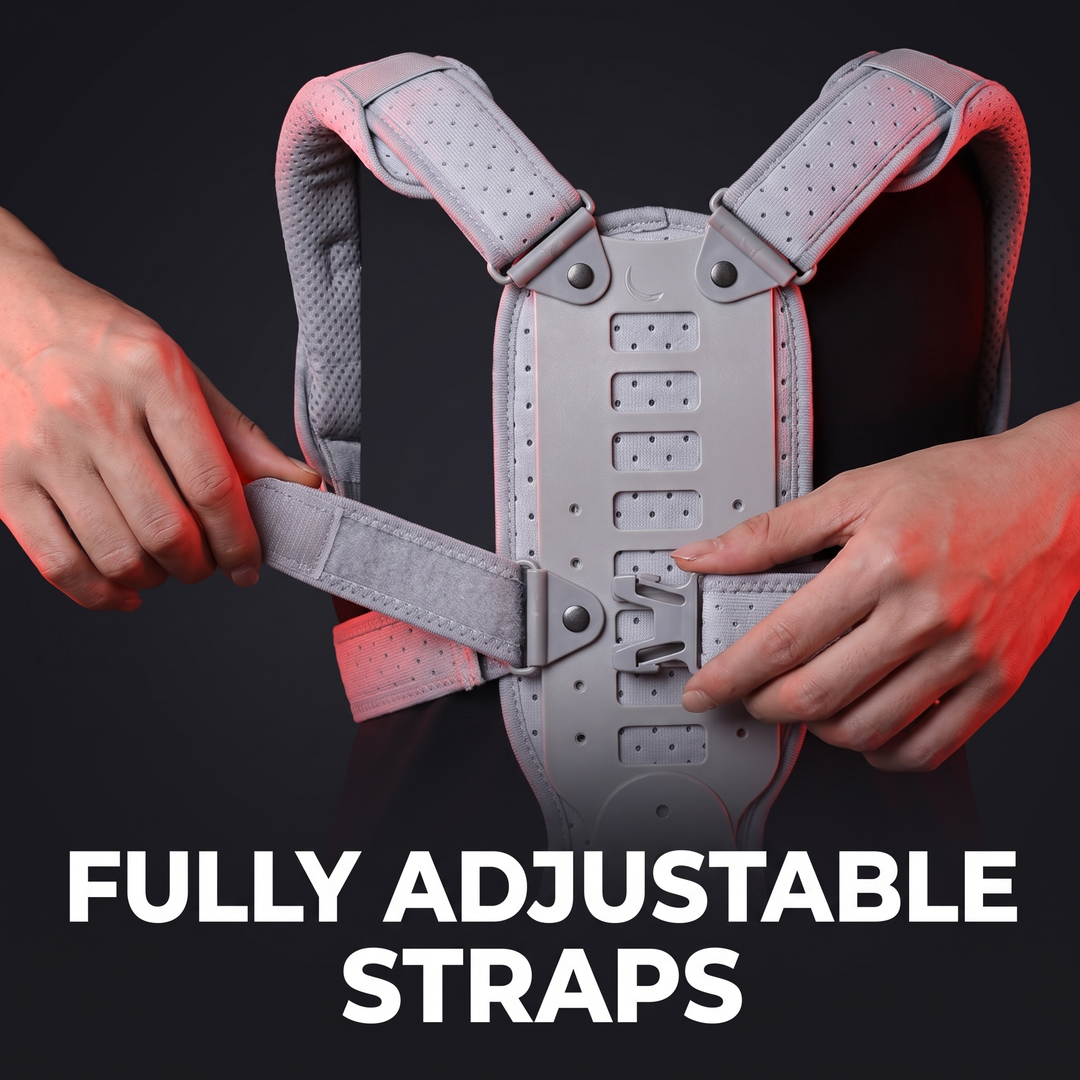 Posture corrector fully adjustable padded straps close-up