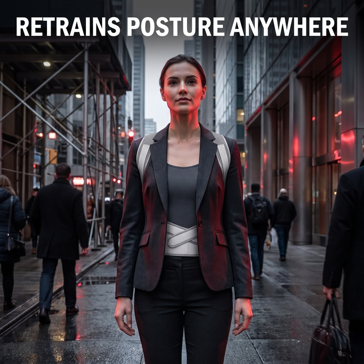 Posture corrector lifestyle retrains posture anywhere commuting