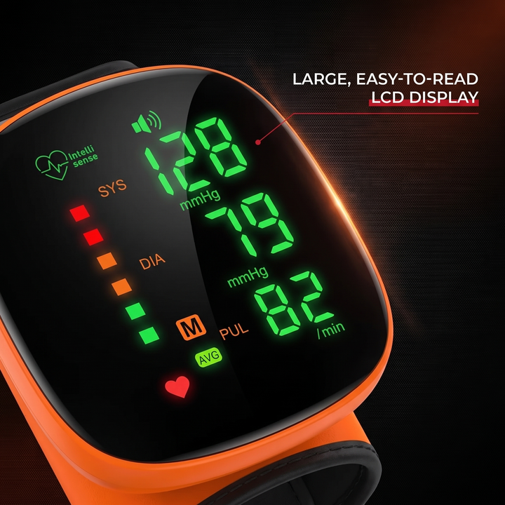 Professional Digital Wrist Blood Pressure Monitor Heart Rate Pulse Meter LCD Screen Portable Sphygmomanometer Home Health Care