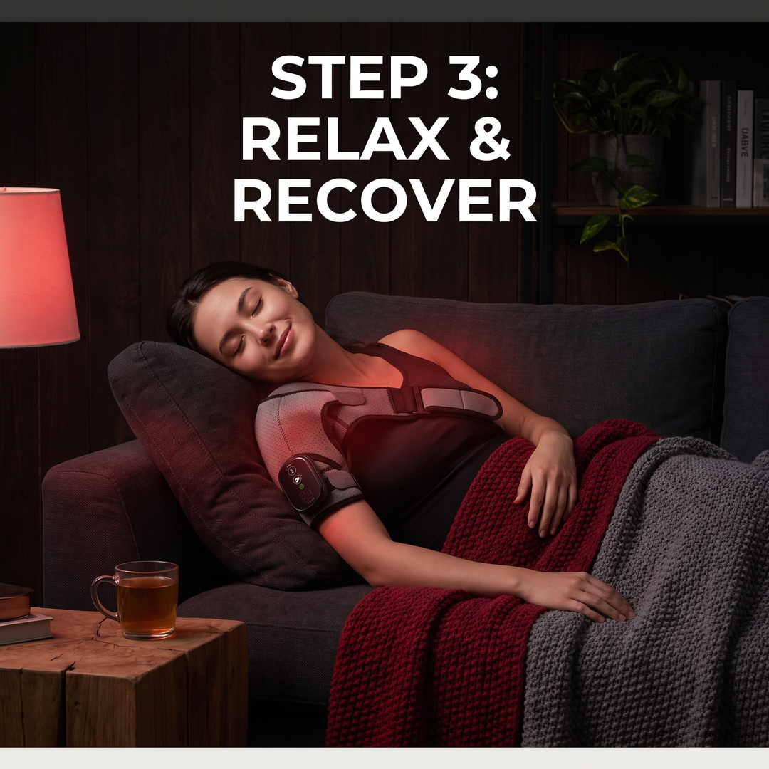 PHYSIOATHLETX Heating Shoulder Wrap - How to Use Step 3 Relax and Recover