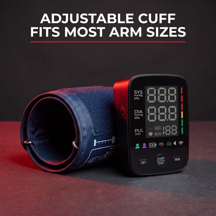 Blood Pressure Monitor Adjustable Cuff Fits Most Arm Sizes