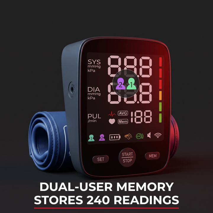 Blood Pressure Monitor Dual-User Memory Storage