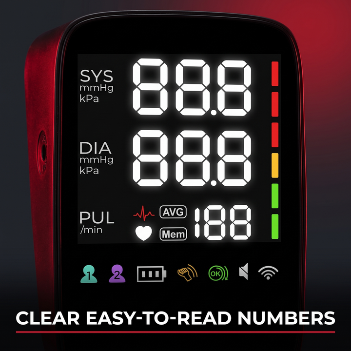 Blood Pressure Monitor Clear Easy-to-Read Display Numbers