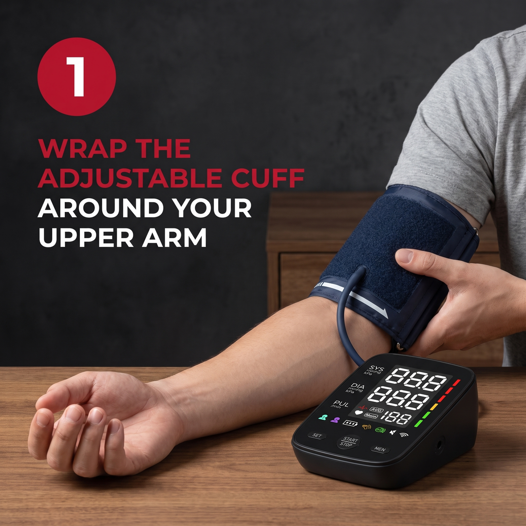 How to Use Step 1 Wrap Adjustable Cuff Around Upper Arm