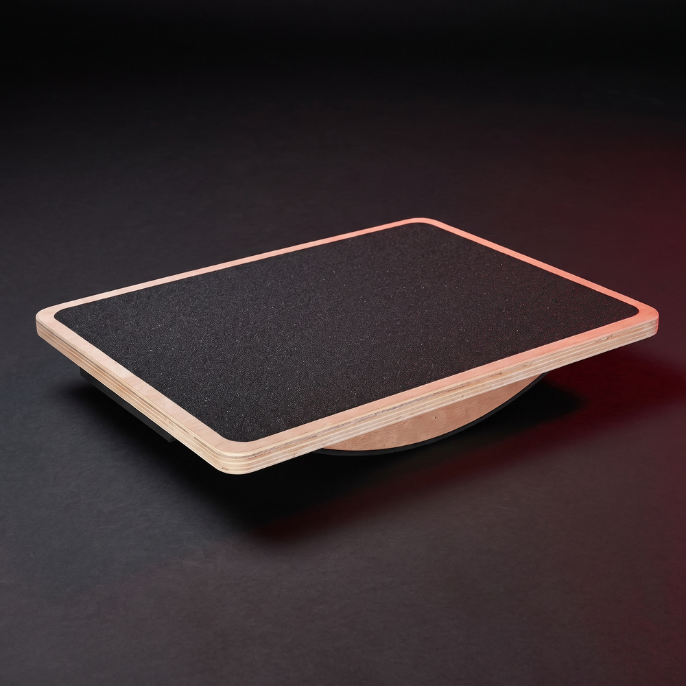 Wooden Balance Board - Rounded Rocker Base Angle View