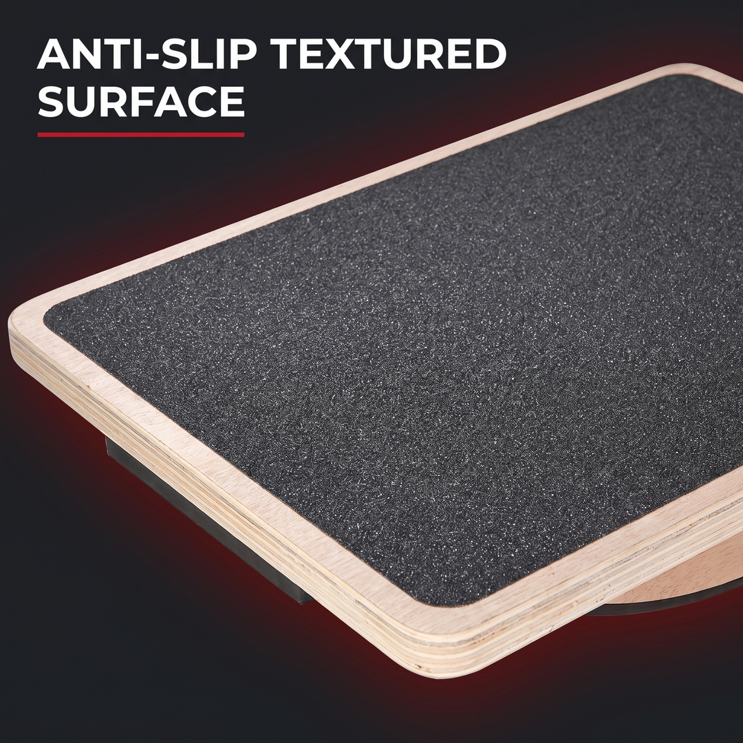 Anti-Slip Textured Surface - Wooden Balance Board