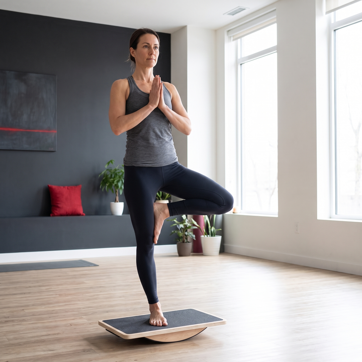 Yoga Balance Training with Wooden Balance Board