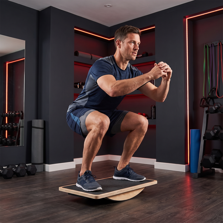 Core Strength Training - Balance Board Squats