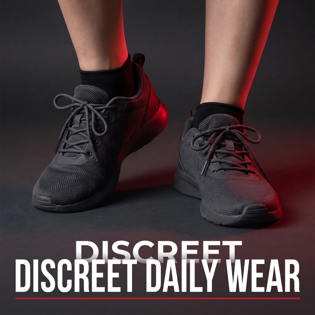 Discreet daily wear feature - PHYSIOATHLETX toe separator sock worn inside shoe