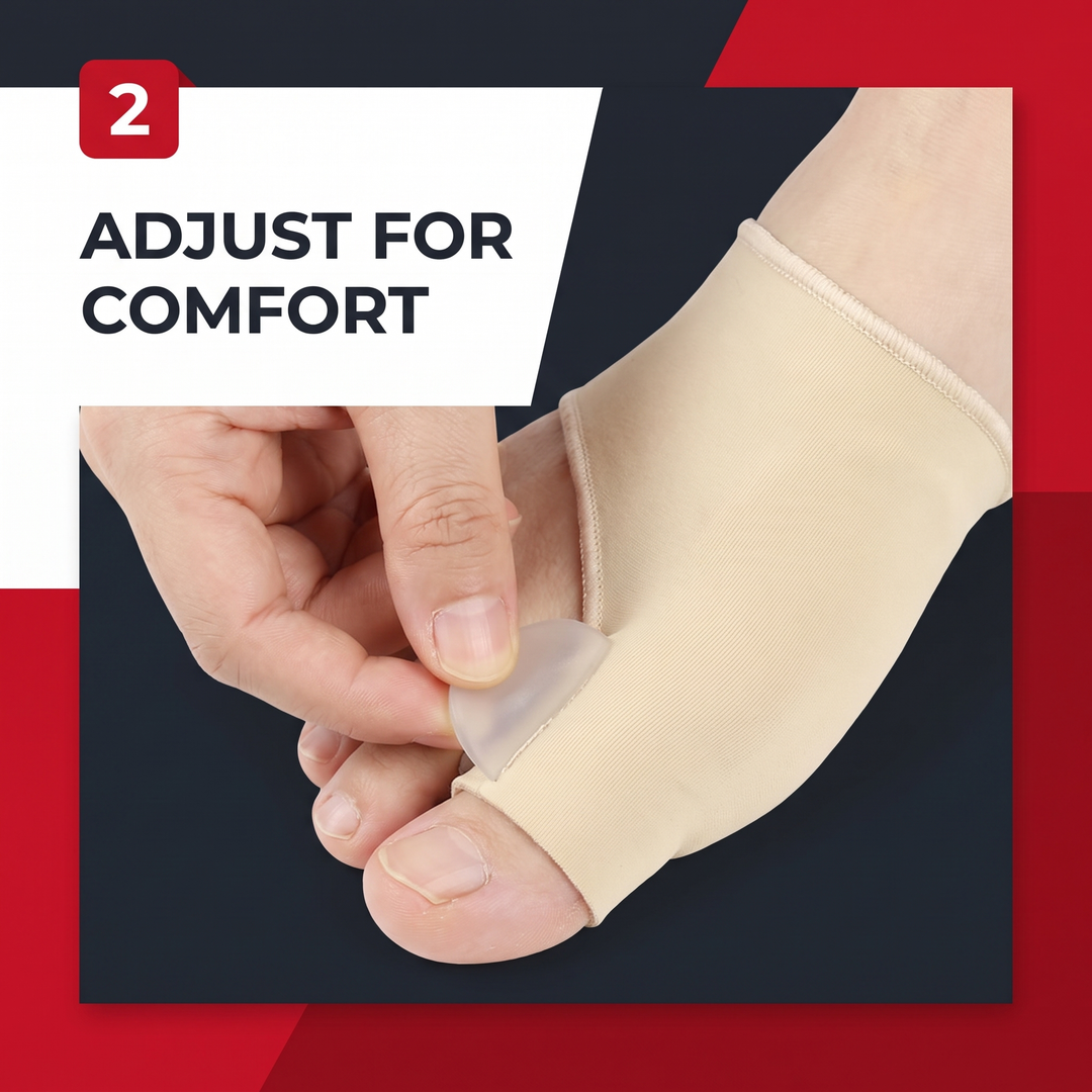 Step 2: adjust for comfort - PHYSIOATHLETX toe separator sock wear instructions